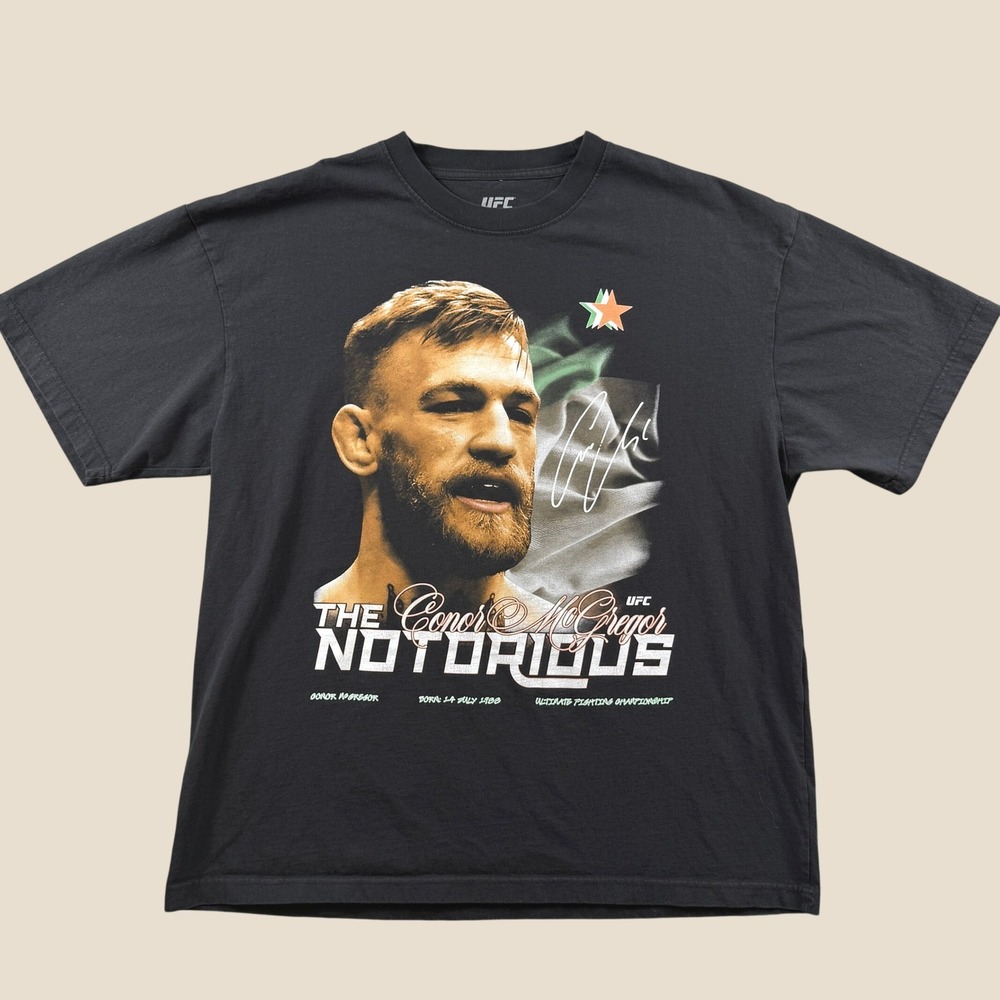 UFC Conor McGregor Shirt Men 2X Black Notorious MMA Graphic Short Sleeve Tee